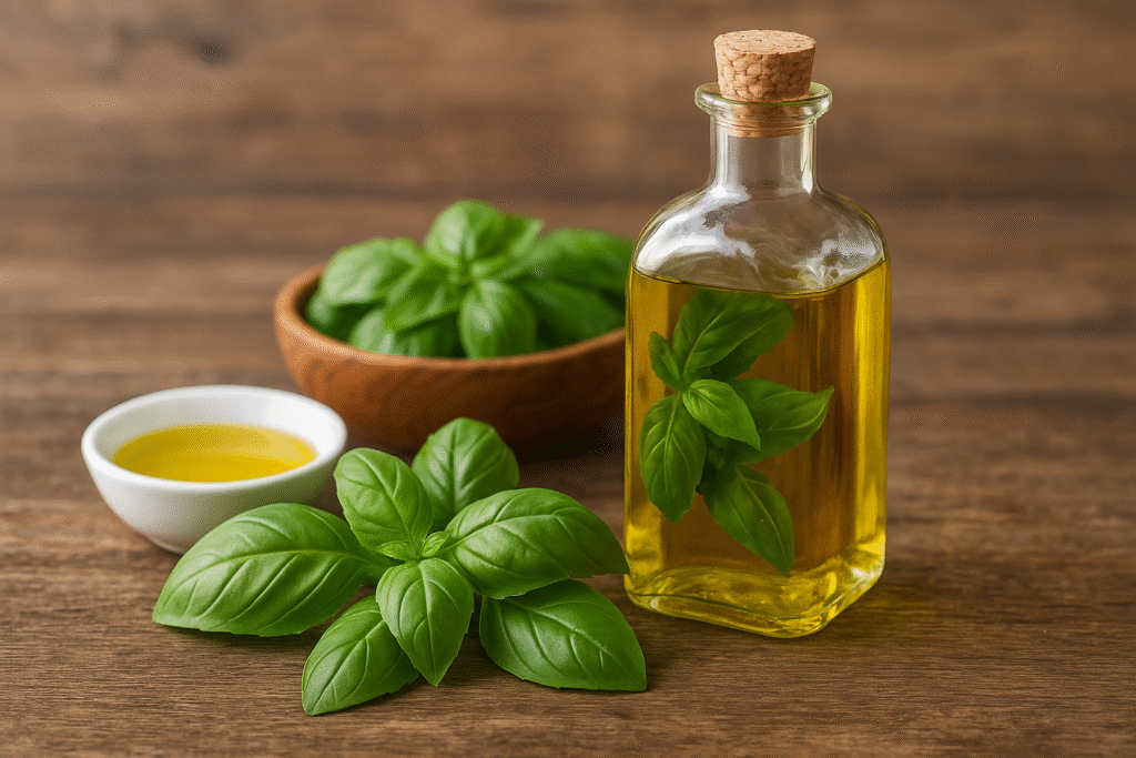 Olijfolie virgin gekruid met basilicum